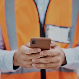 Worker on cellphone.